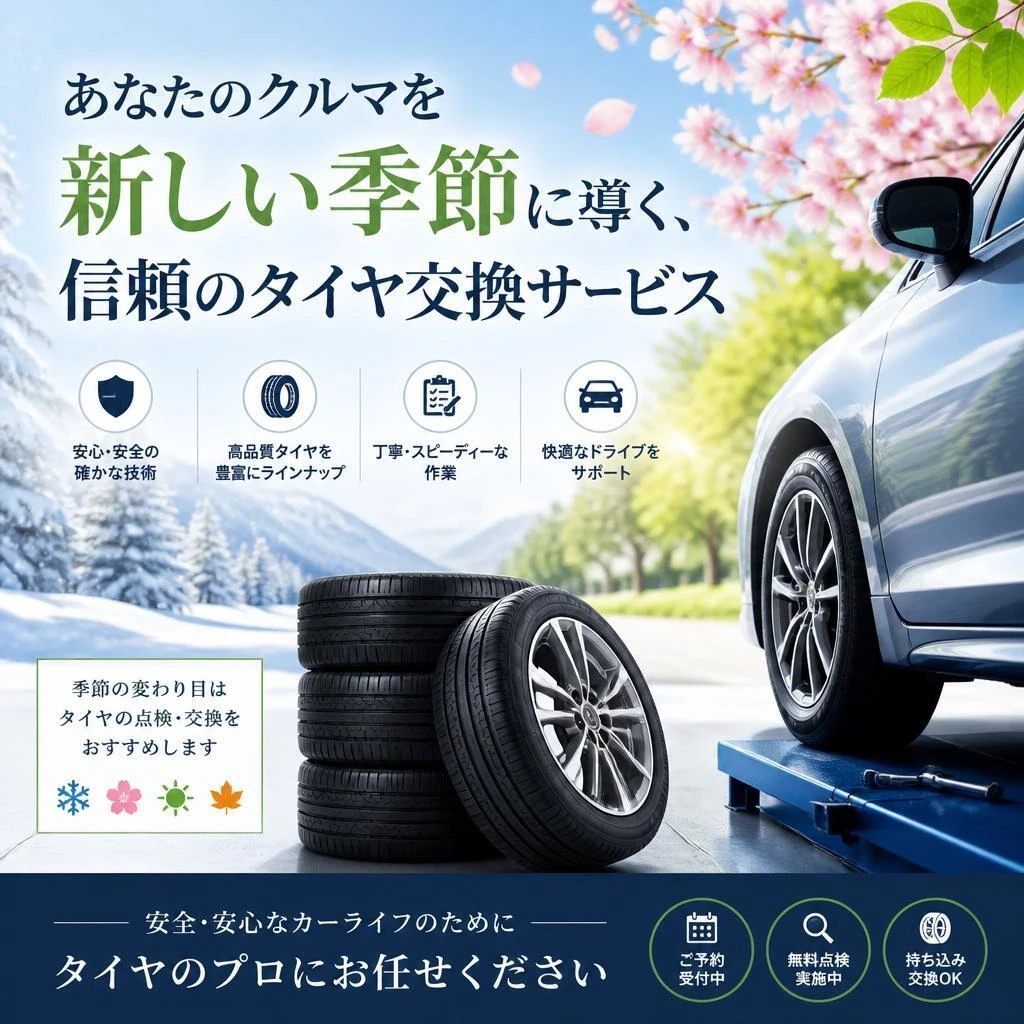 あなたのクルマを新しい季節に導く、信頼のタイヤ交換サービス
